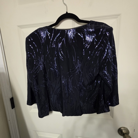 Alex Evenings Navy Sequin Blazer - Picture 5 of 5